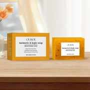 Lemon Turmeric Kojic Acid Soap 100g, Brightening Bar for Facial and Body Wash,Eliminate odors,Natural Exfoliating Soap for All Skin Types,100g