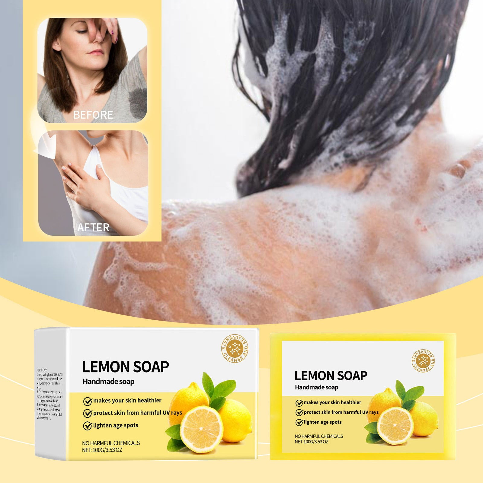 Lemon Turmeric Kojic Acid Soap for Body & Face Made with Natural and