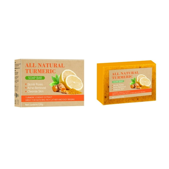 Lemon Turmeric Kojic Soap, Natural Turmeric Soap, Pure Handmade Turmeric Soap for Face and Body, Turmeric Soap for Spots Remover with Vitamin C and Lemon, More Moisturizing for Face and Body