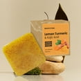 thumbnail image 1 of Lemon & Turmeric Soap Bar, Natural Exfoliating Brightening Soap with Salicylic Acid for Face and Body, Moisturizing Skin Care, 1 of 7