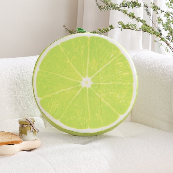 Lemon Velvet Round Throw Pillow - Fruit Plush Cushion for Home Decor Couch (15-Inch)