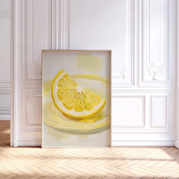 Lemon Wall Art, Fruit Kitchen Decor, Trendy Pastel Fruit Poster, Minimalist Lemon poster, Summer Citrus Art, Unframed Paper Print