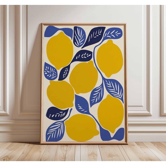 Lemon Wall Art Modern Fruit Bold Colorful Kitchen Citrus Print Unframed Paper Print