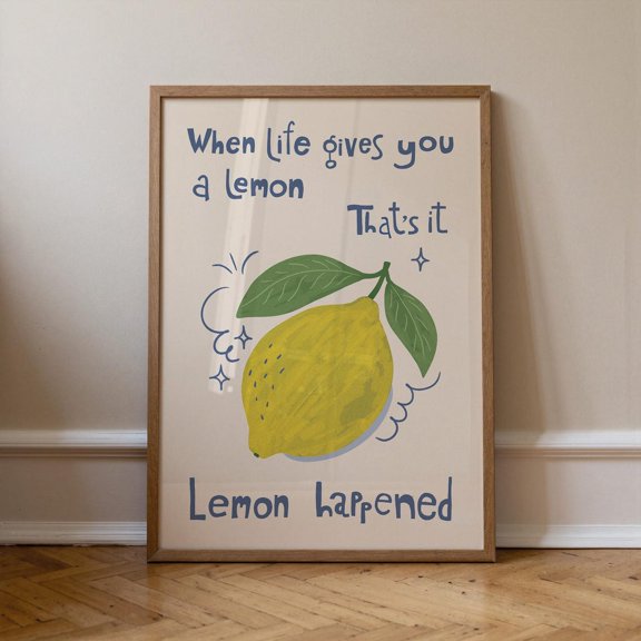 Lemon Wall Art Print Quote Hand Drawn Quirky Kitchen Decor Housewarming Gift Mr65