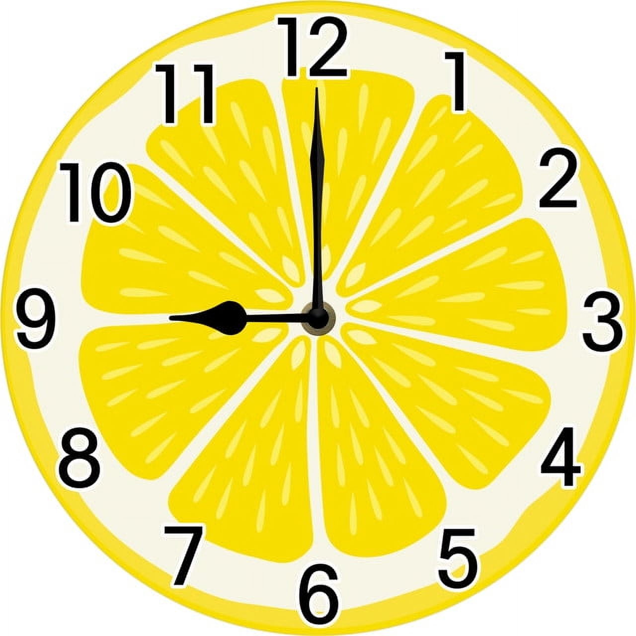 Lemon Wall Clock for Kitchen Yellow Clocks Lemon Kitchen Decor Silent Non Ticking Round Wall Clock Battery Operated Silent Clocks Movement 10 Inches Non Ticking Room Decor