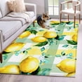 thumbnail image 1 of Lemon Washable Area Rugs 2.7'x5', Oil Painting Country Lemon Leaf Yellow Green Plaid Low Pile Throw Living Room Rug Non-Slip Sturdy Edge Binding Carpet for Indoor Entryway Bedside Kitchen, 1 of 9