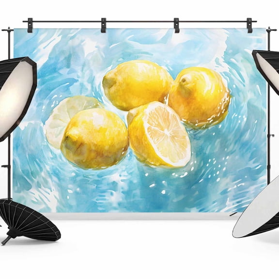 Lemon in Water Photography Backdrop 7x5FT, Watercolor Lake Photo Backdrops, Background for Photography Studio Photo Studio Background, Back Drop for Photoshoot