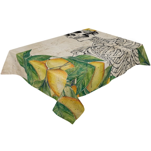 Lemon Watercolor Leaves Wedding Party Table Cloth Waterproof Oilproof Dining Table Cover Kitchen Home Decor Tablecloth