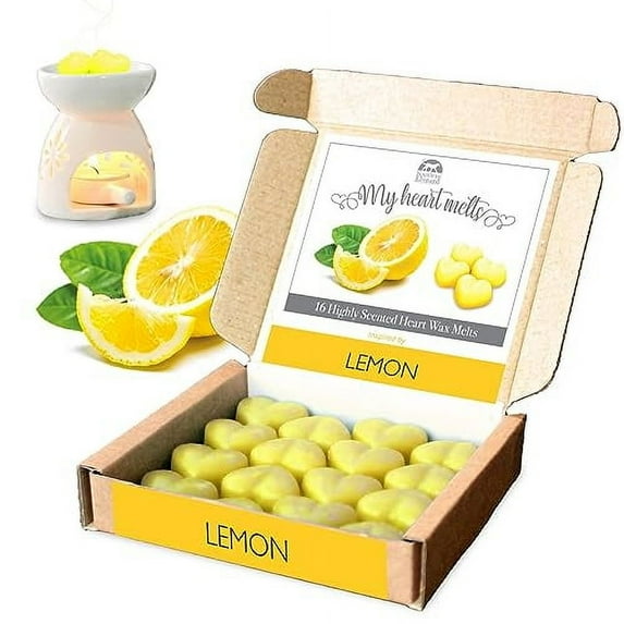 Lemon Wax Melts Heart Shaped in Gift Box, Spotless Leopard, 16 x .18oz