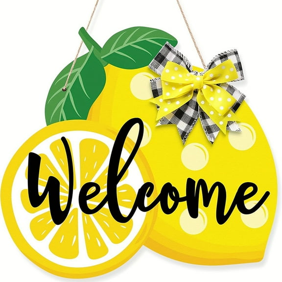 Lemon Welcome Front Door Sign, Summer Fall Wreath For Front Door Wooden Wall Hanging Farmhouse Decoration Living Room Home Indoor Outdoor Decor