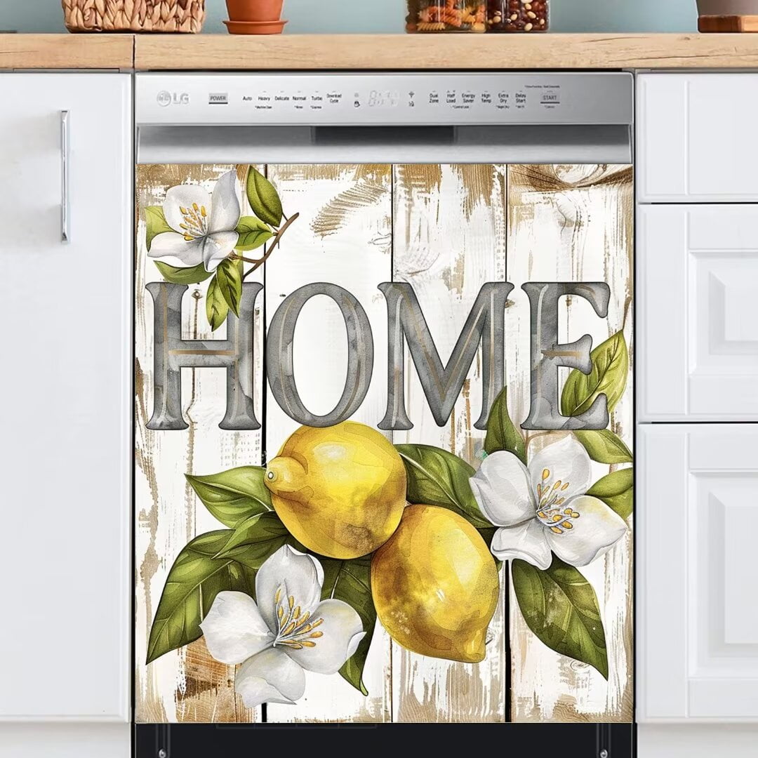 Lemon White Flower Dishwasher Covers for the Front, Home Kitchen
