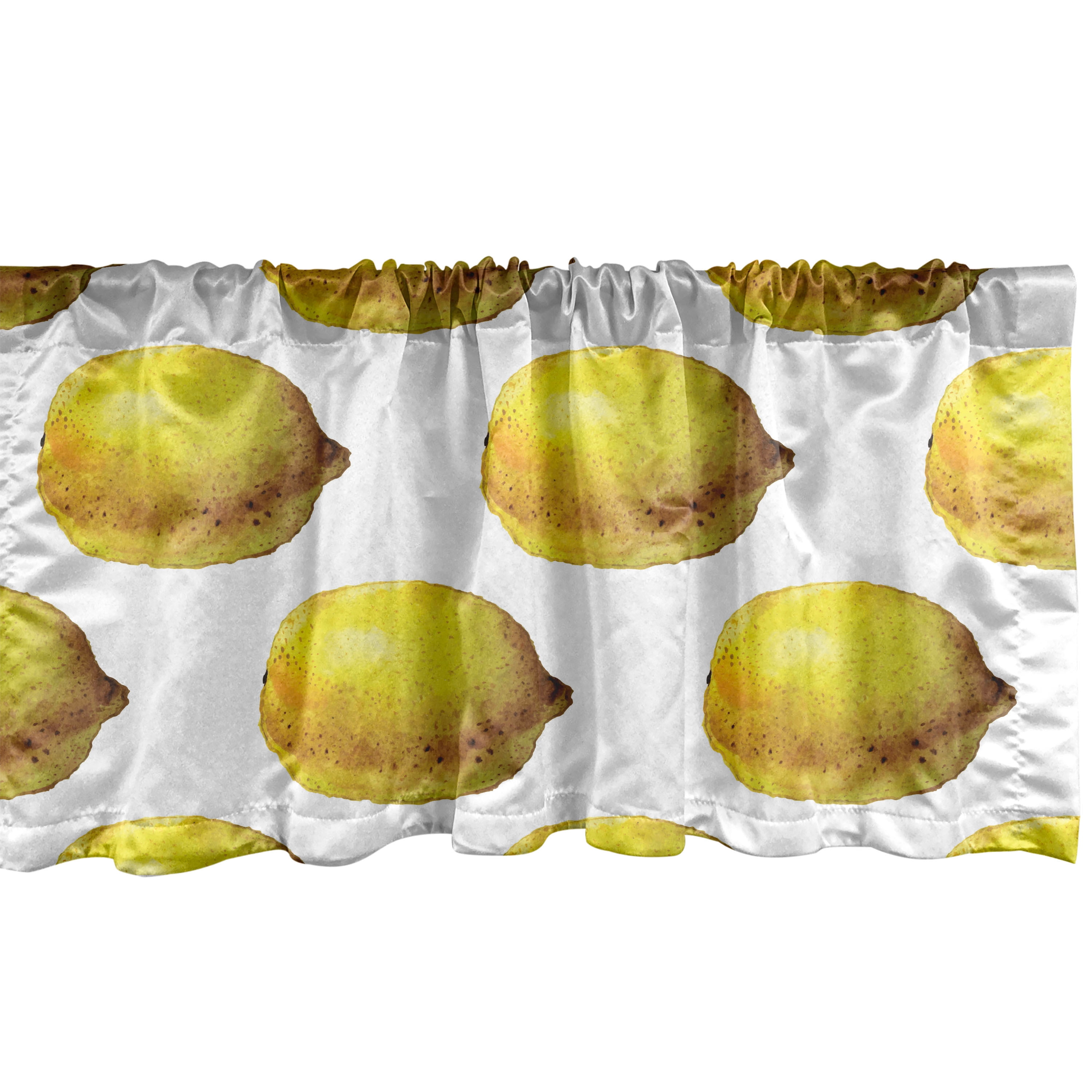 Lemon Window Valance Pack of 2, Watercolor Painting of Lemon Fruit on