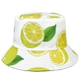 thumbnail image 1 of Lemon Women Reversible Bucket Hat Summer Travel Lightweight Foldable Beach Outdoor Hat - White, 1 of 3