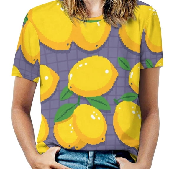 Lemon Women T-Shirt Classic O Neck T-Shirts Short-Sleeve Trendy Animal Print Design Tshirt Casual Clothing