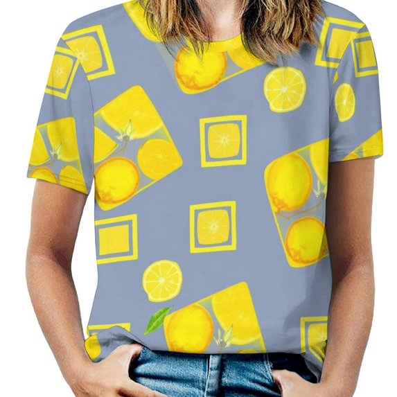 Lemon Women T-Shirt Classic O Neck T-Shirts Short-Sleeve Trendy Animal Print Design Tshirt Casual Clothing