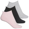 thumbnail image 1 of Lemon Women's 3-Pack Cotton Blend Terry Cloud Multicolor Below the Ankle No-Show Low Cut Roll-Top Socks, 1 of 2