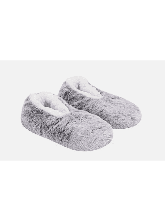 Women's Super-Soft Faux Fur Slipper Sock, Gray, Size S/M(5-7)