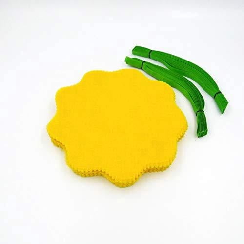 Burlap Fabrics Lemon Wraps with Green Ribbon - 8.5 Inch Cotton Mesh 12 Pack Washable Reusable