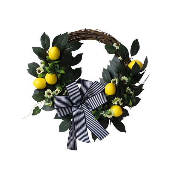 Lemon Wreath - 17 Inch Large Summer Fall Wreath for Door, Front Door, Yellow & Green