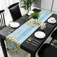 thumbnail image 1 of Lemon Wreath Cotton Linen Table Runner 13 x 90 inch Farmhouse Blue Wooden Floral Non-slip Rectangular Dining Table Decor for Wedding Party Holiday Dinner, 1 of 8