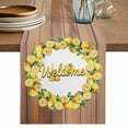 thumbnail image 1 of Lemon Wreath Table Runner 72 Inches, Summer Yellow Fruit Leaves Wooden Grain Bed Runner Dresser Scarves Tabletop for Indoor Outdoor Parties/Ceremony/Banquet, 14" x 72", 1 of 9