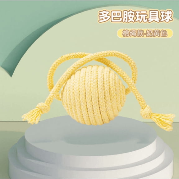 Lemon Yellow Cotton Rope Ball Cat Toy - Interactive Indoor Toy for Cats & Kittens Chasing, Chewing & Boredom Relief