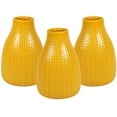 thumbnail image 1 of Lemon Yellow Cute Decor Ceramic Vase Set, Decorative Farmhouse Fall Vase for Living Room, Dinning Room, Shelf, Kitchen Island, Mantel, Bathroom, Covered Patio--Textured Fragrant Wheat Pattern, 1 of 5