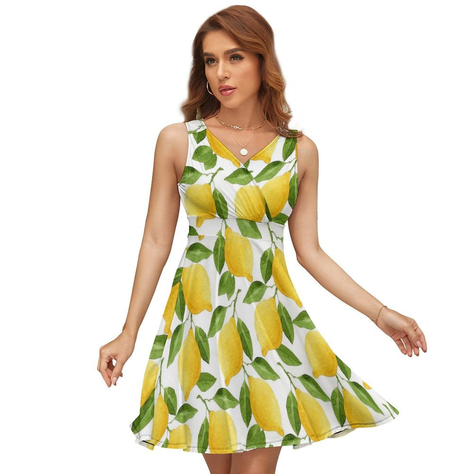 Lemon Yellow Dress Fashion Beach Long Dresses Female Party Printed Sundress  - Walmart.com