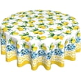 thumbnail image 1 of Lemon Yellow Fruit Flower Spring Summer Round Tablecloth Waterproof Wipeable Tablecloth Cover Home Restaurant Kitchen Picnic Party Decoration 60 Inch Circular Tablecloth for 20-47 Inch, 1 of 6