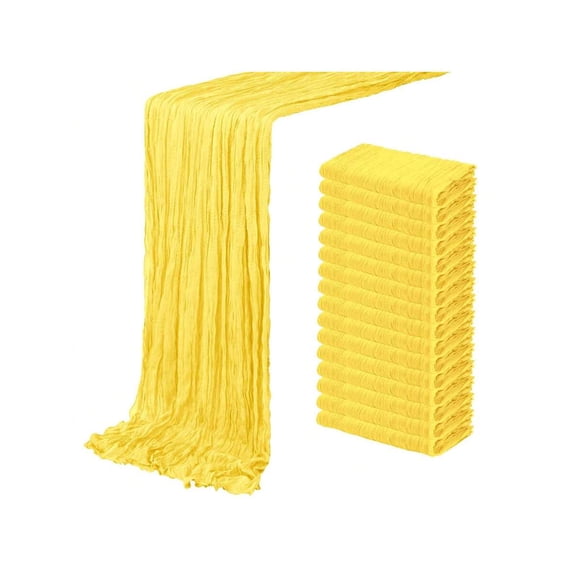 Lemon Yellow Gauze Table Runner - Soft Sheer Fabric with Clean Edges, 120