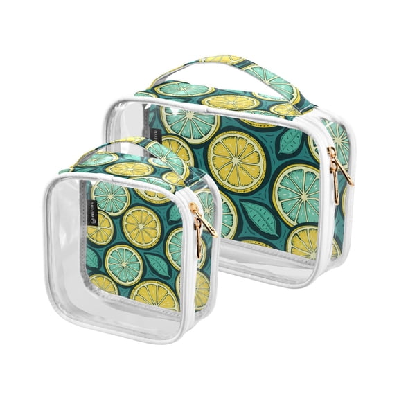 Lemon Yellow Green Makeup Bags Set Travel Toiletry Bags Portable Cosmetic Bags Organizer Waterproof 2 Packs