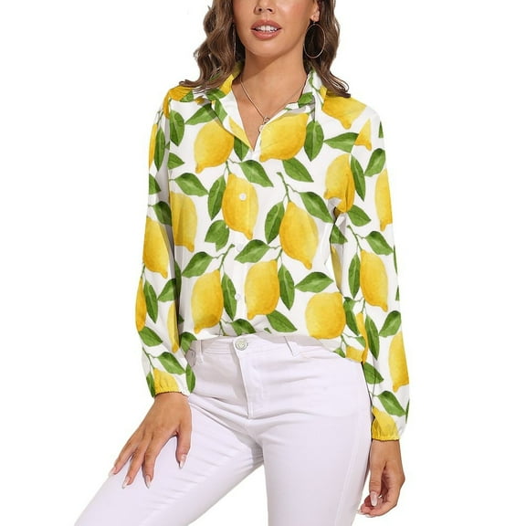 Lemon Yellow Long Sleeve Blouse Woman Streetwear Casual Shirts Summer Oversize Woman Streetwear Clothing Birthday Present