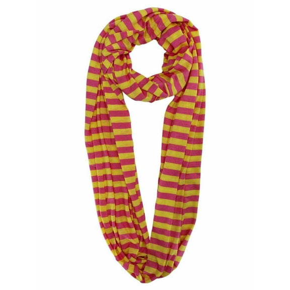 Lemon Yellow & Pink Striped Light Infinity Scarf
