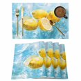 thumbnail image 1 of Lemon Yellow Placemats Set of 8 Blue Lake Wave Summer Tropical Watercolor Place Mats Indoor Wipeable Table Mats Washable Cloth Dining Table Placemats for Kitchen Holiday Party Home Decor 13x19 Inch, 1 of 9