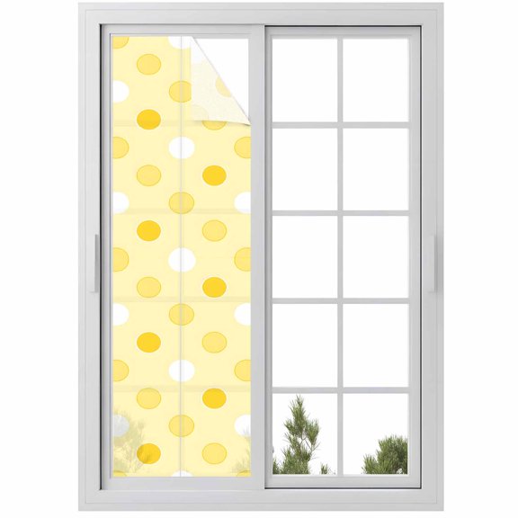 Lemon Yellow Polka Dots Window Privacy Film Modern Minimalist Geometric Circles Spots Decorative Glass Window Film UV Blocking Static Cling Sticker Covering for Home Door 29.5 x 118 inches