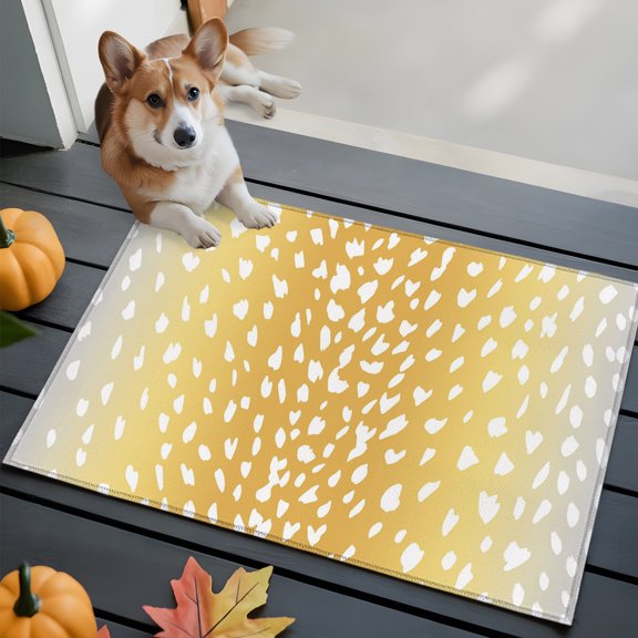 Lemon Yellow Sheep Skin Bathroom Mat 2x3 FT, Non Slip Small Kitchen Mat, Ombre Farmhouse Animal Print Washable Soft Backed Front Door Throw Rug Non-Shedding Indoor Outdoor Doormat for Entryway Sink