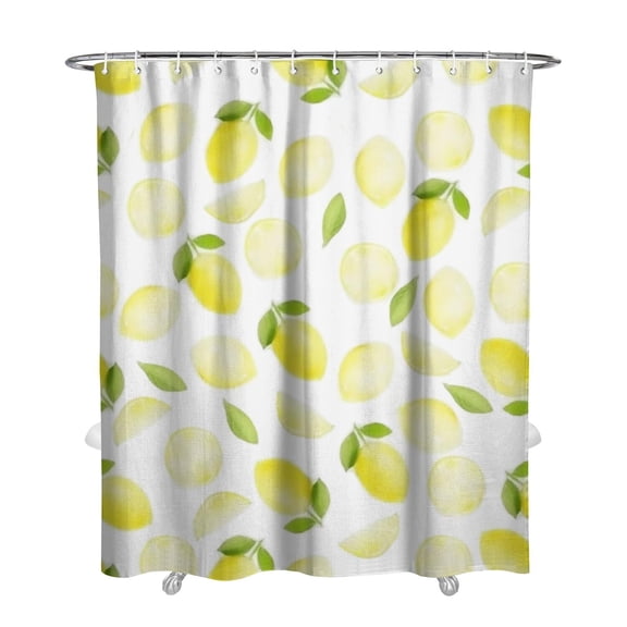 Lemon Yellow Shower Curtain Bright Retro Fruit Design 72" x 84" Fade-Resistant Hotel Style Bathroom Decor