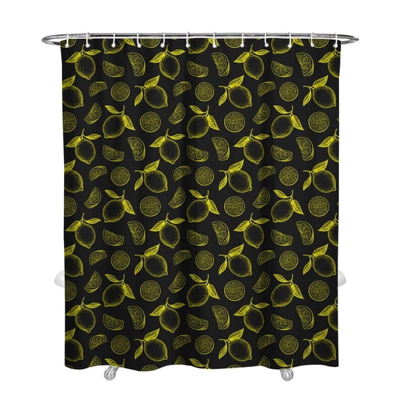 Lemon Yellow Shower Curtain Bright Retro Fruit Design 72" x 84" Fade-Resistant Hotel Style Bathroom Decor