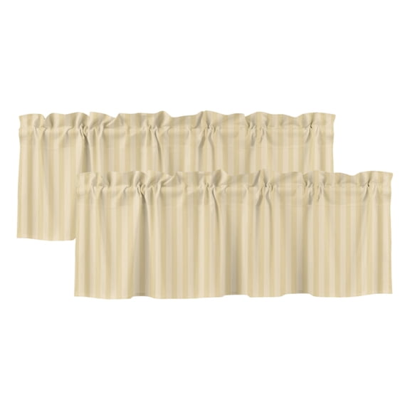 Lemon Yellow Stripes 2 Panels Kitchen Valance, Modern Striped Minimalist Abstract Curtains Valances for Small Windows Rod Pocket Window Treatments for Living Room Bedroom 42" W x 12" L