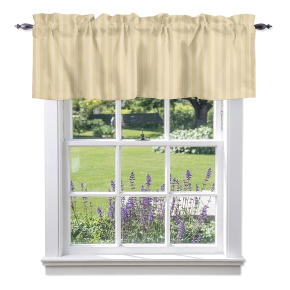 Lemon Yellow Stripes Valances for Windows, Modern Striped Minimalist Abstract Rod Pocket Valance Short Window Treatments Curtains for Kitchen Bathroom Bedroom Decor, 54 x 18 Inches