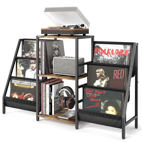 Olakee Record Player Stand - 6-Tier Vinyl Record Storage for up to 280 Albums, Turnable Stand for Living Room