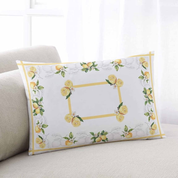 Lemon Yellow Throw Pillow Covers, Modern Country Flower Floral Summer Spring Soft Breathable Pillow Cases with Zipper for Sleeping, King Size Pillowcases for Couch Bed Sofa Chair 20x36 Inches