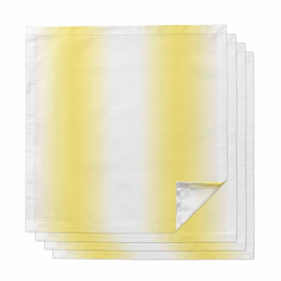 Lemon Yellow White Cloth Napkins, Gradient Vertical Stripes Geometric Washable and Reusable Dinner Napkins Set of 4, Table Napkin for Kitchen Party Birthday Wedding Hotel Housewarming 20"x20"
