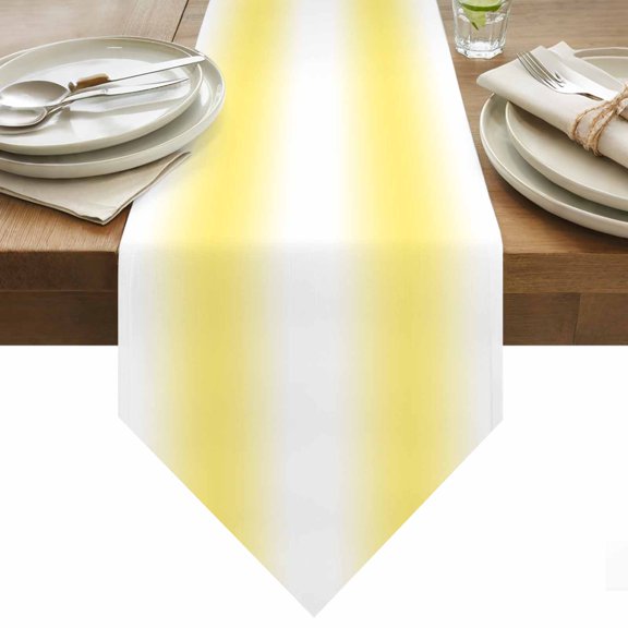 Lemon Yellow White Gradient Table Runner 36 Inches Long Simple Pattern Table Runners for Dining Room Tabletop Dresser Scarf Home Party Banquet Wedding Holiday Decoration
