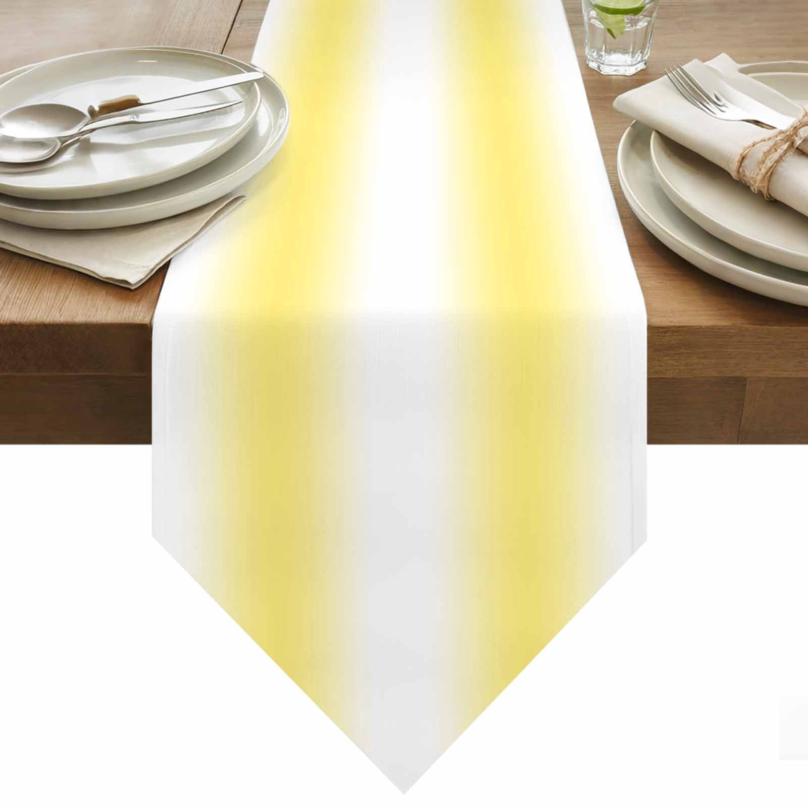 Lemon Yellow White Gradient Table Runner 48 Inches Long Simple Pattern ...