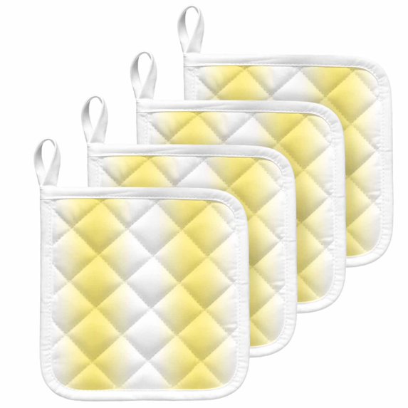 Lemon Yellow White Pot Holders for Kitchen Heatproof Potholder, 4 Pack Gradient Vertical Stripes Geometric Hot Pads Multipurpose Oven Pads Cloth Potholders Trivet for Cooking and Baking