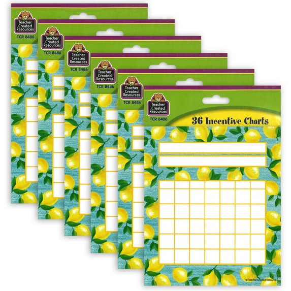 Teacher Created Resources Lemon Zest Incentive Charts, 36 Per Pack, 6 Packs