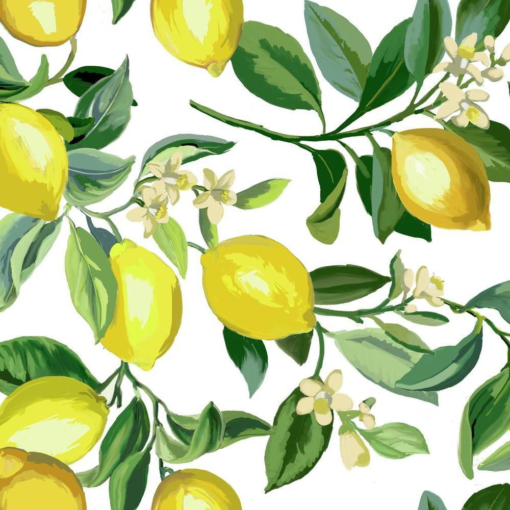Lemon Zest Yellow and White Vinyl Peel and Stick Wallpaper