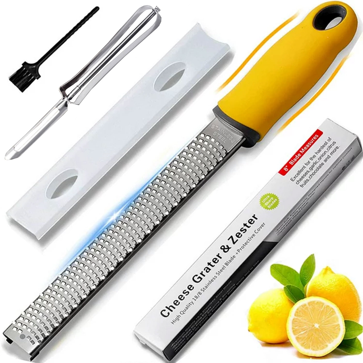 Humzena Lemon Zester Grater with Handle - Sharp Lemon Zester Tool -  Stainless Steel Lemon Grater Zester - Cheese Ginger Spices Grater Zester -  Easy to