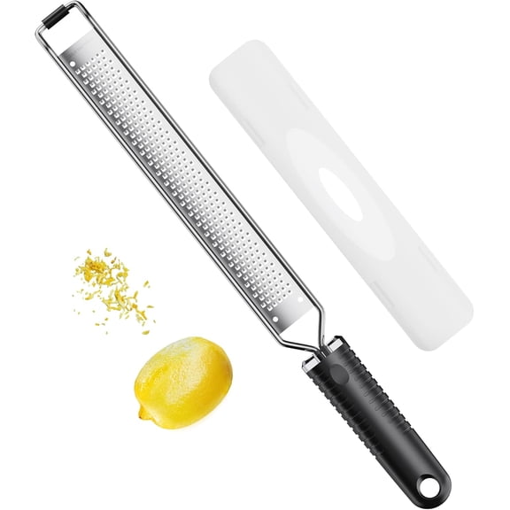 Lemon Zester and Cheese Grater with Secure-Grip Handle - Stainless Steel, 15x1.4 inches